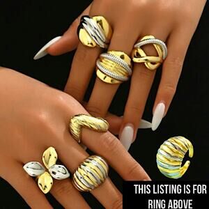 Stainless Steel Statement Ring, Boho Exaggerated Big Large